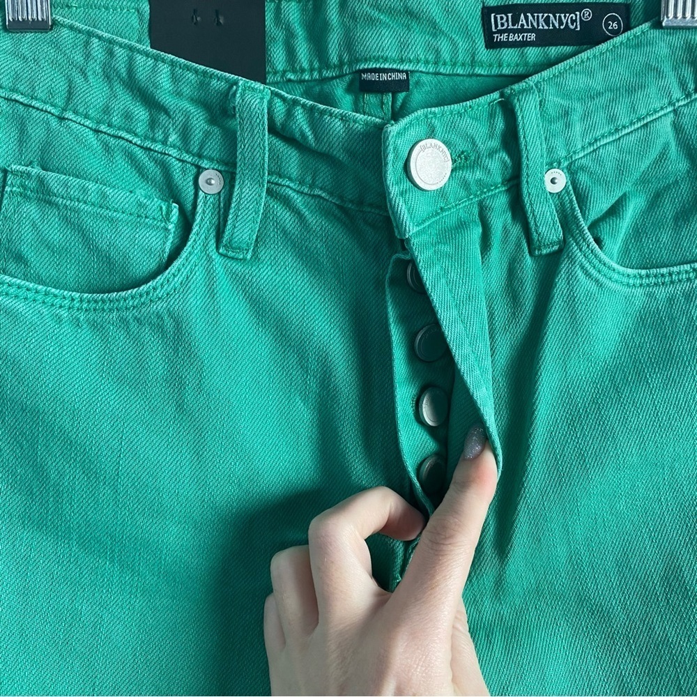 Blank NYC the Baxter Green Straight Leg raw Hem jeans - Picture 2 of 14